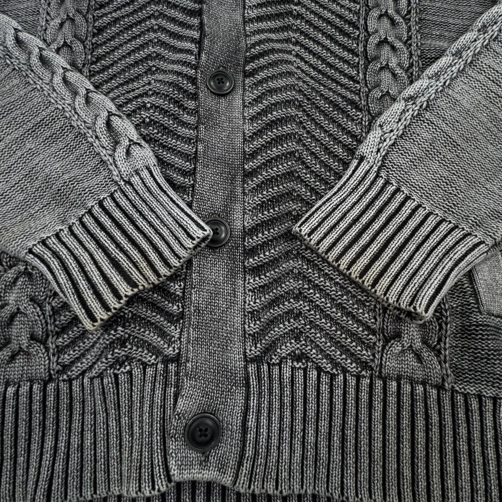 Rock & Republic Cardigan Mens XXL Gray Cotton Cable Knit Shawl Collar Pockets